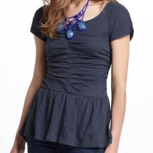 • POSTMARK • Anthropologie Ruched Peplum Top Sz XS